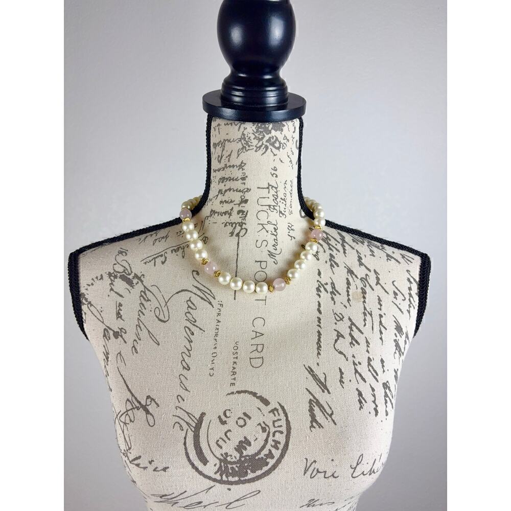B9 Napier Chunky Faux Pearl Necklace Vintage Statement Bridal Wedding Formal - Picture 4 of 10